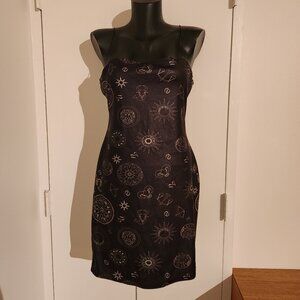 TOPSHOP Zodiac Black and gold Celestial constellation Ouiji cocktail dress